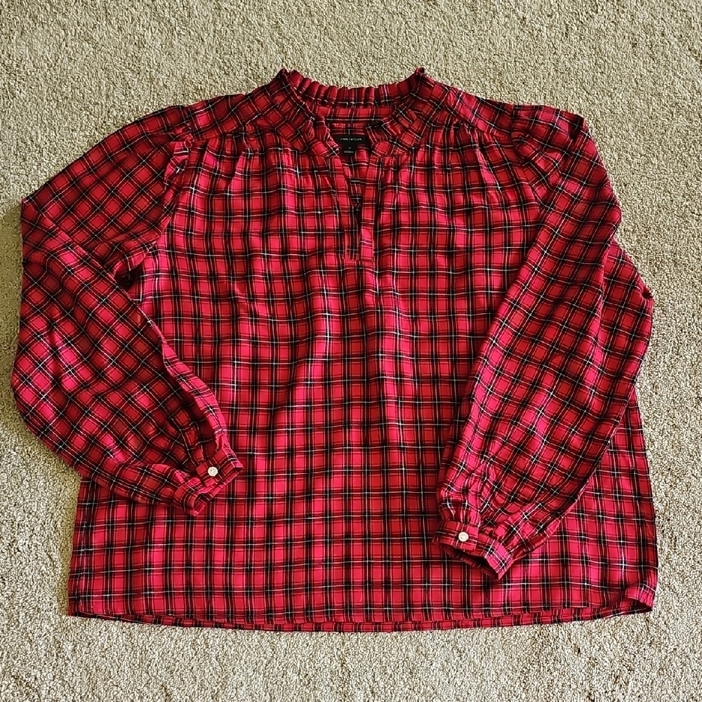 Ann Taylor Red Plaid Shirt